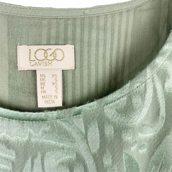 Logo Lavish Peasant Tunic Blouse Green Embroidered - Picture 4 of 5